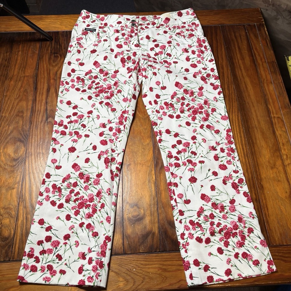 Authentic Dolce Gabbana Floral Pants Capri Petal Pusher Made In Italy Sz 40
